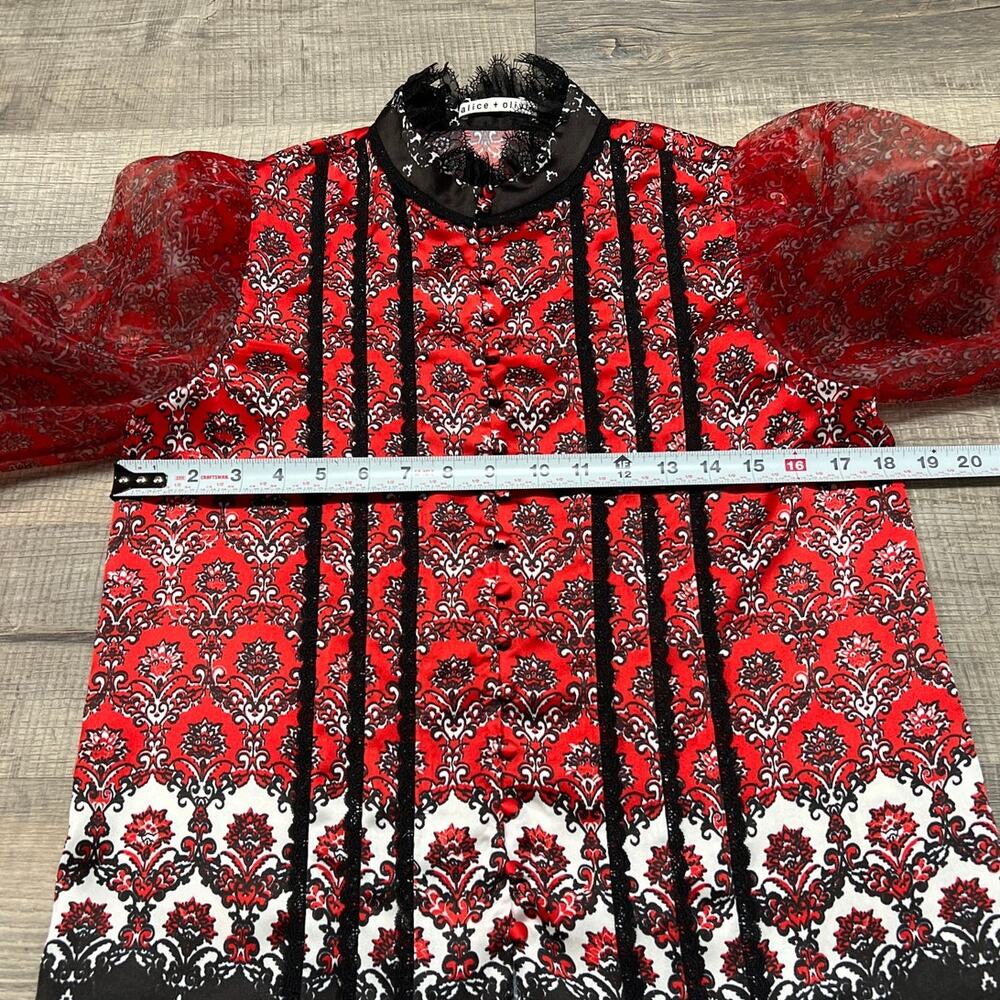 Alice + Olivia Red and Black Button Down Shirt - Picture 7 of 7
